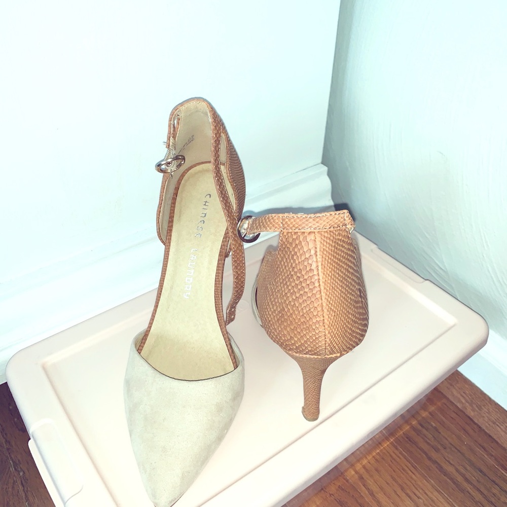Chinese Laundry Nude & Cognac Heels 6.5